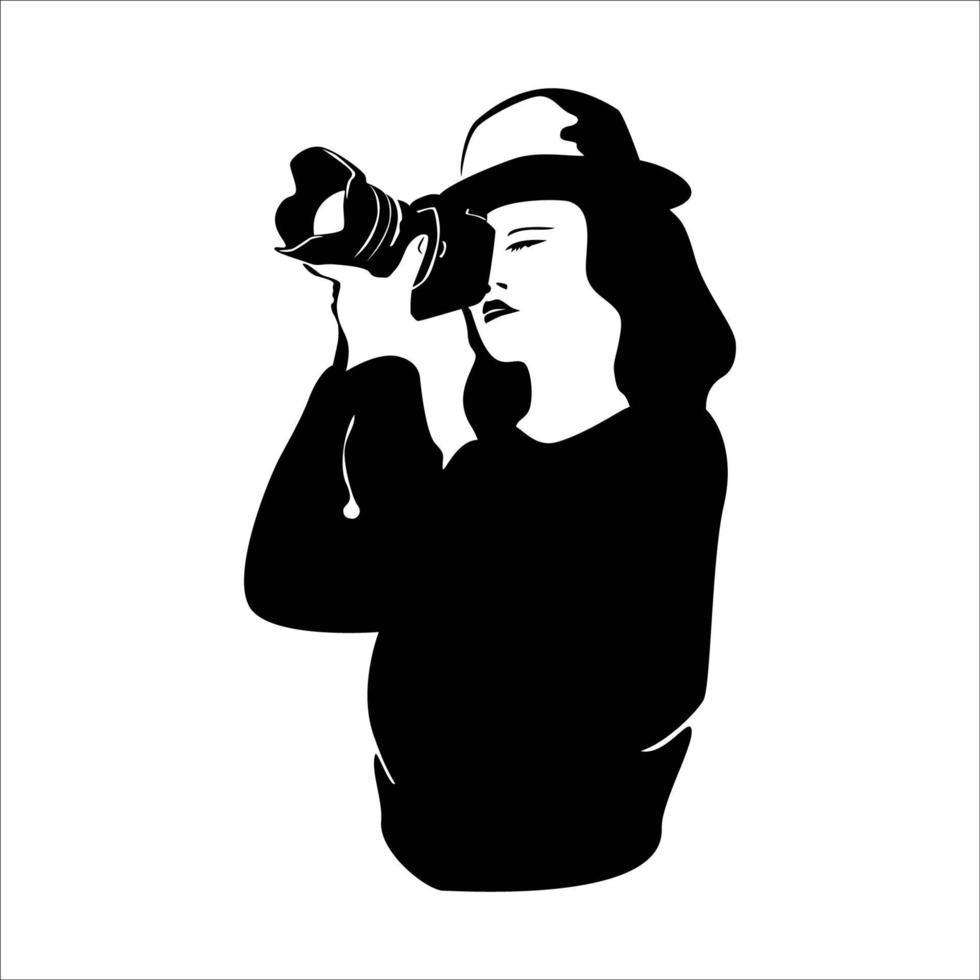 photograph silhouette. people use camera vector illustration. professional photographer.