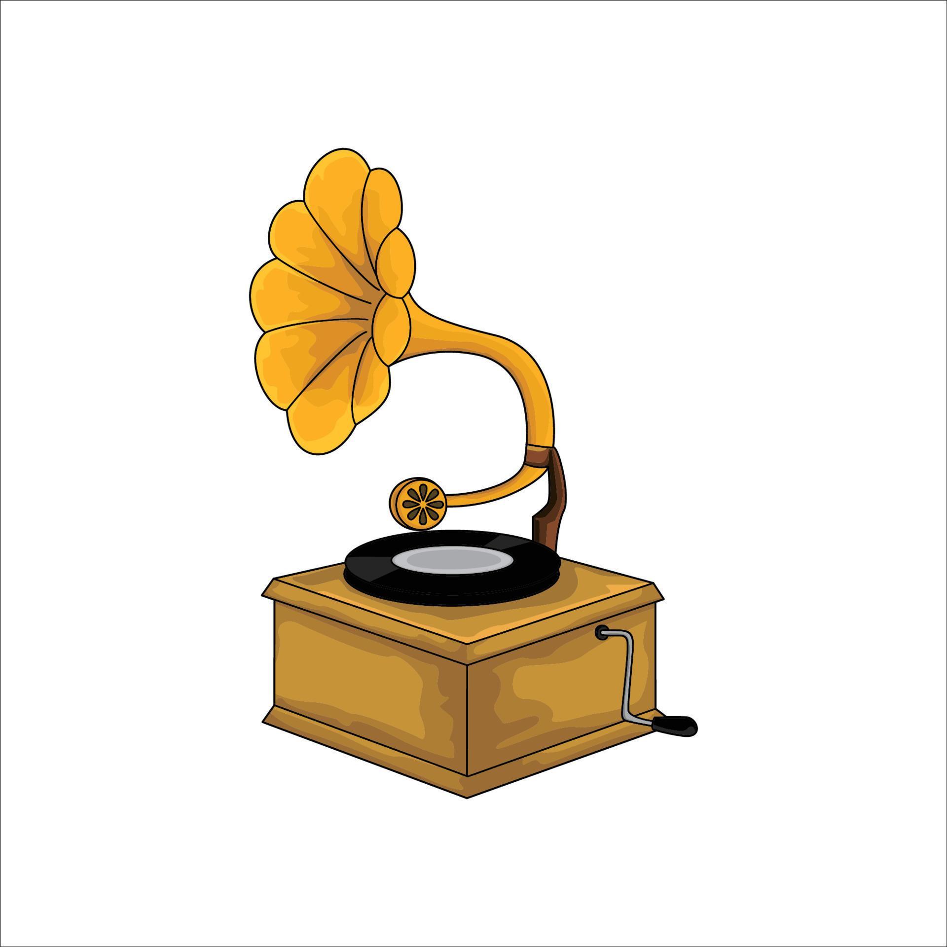 gramophone vector illustration. old music instrument design and symbol ...