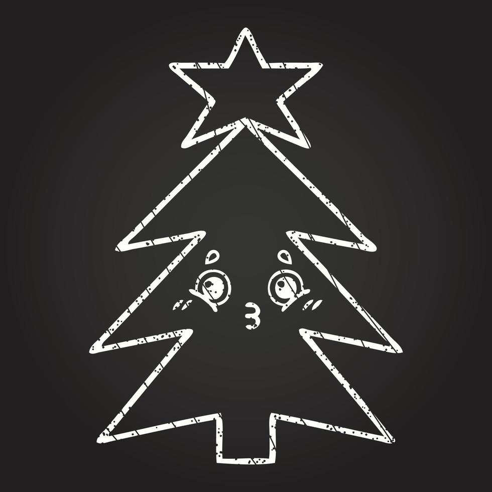 dibujo de tiza del árbol de navidad vector