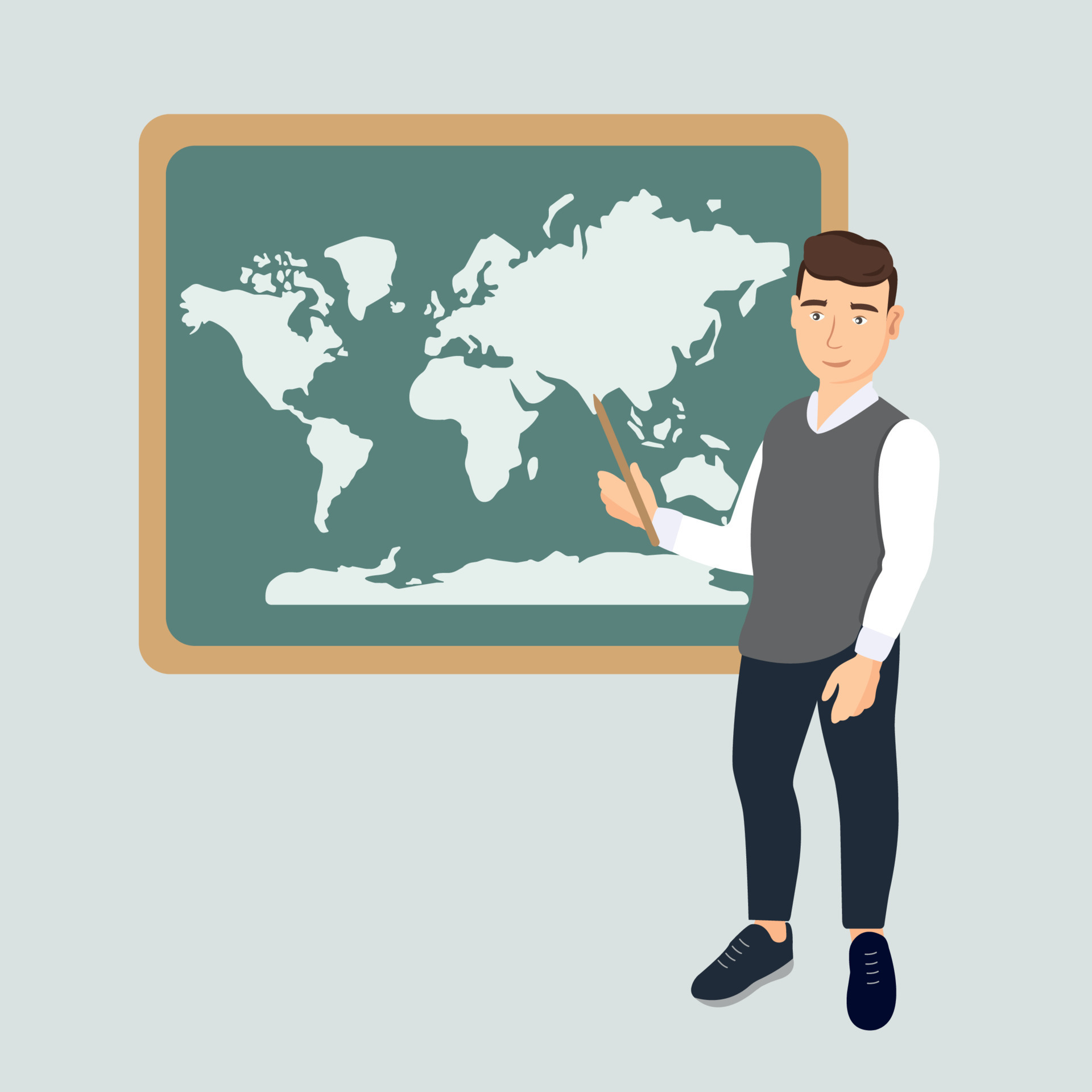 School Education, Learning Vector Concept. Cartoon geography teacher