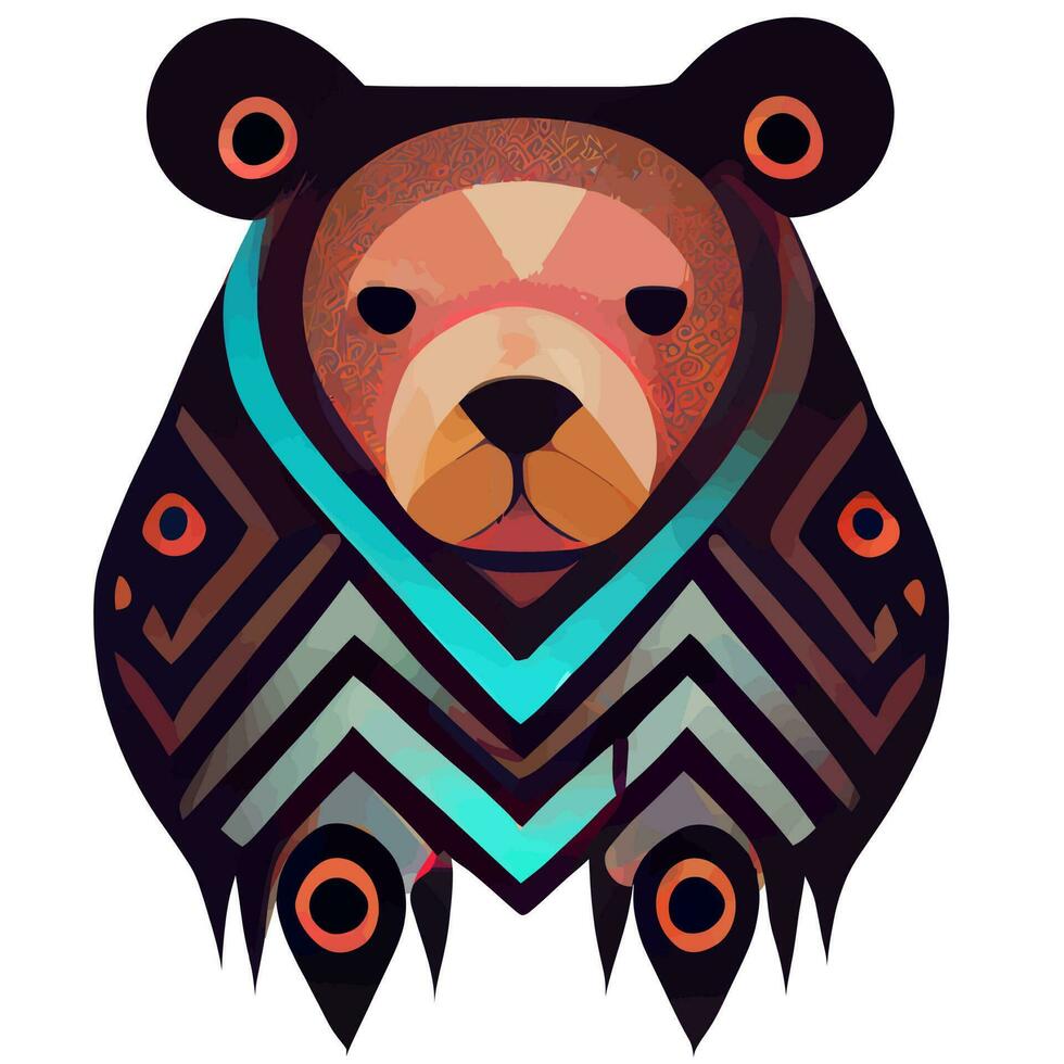 vector de ilustración de oso aislado en blanco con estilo tribal
