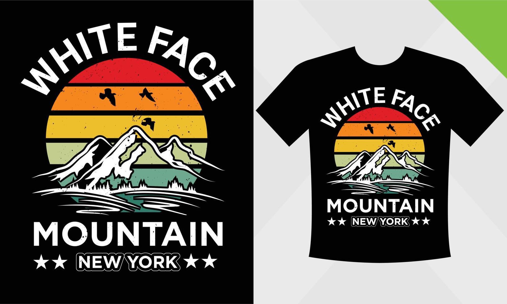 diseño de camiseta de nueva york de montaña de cara blanca vector