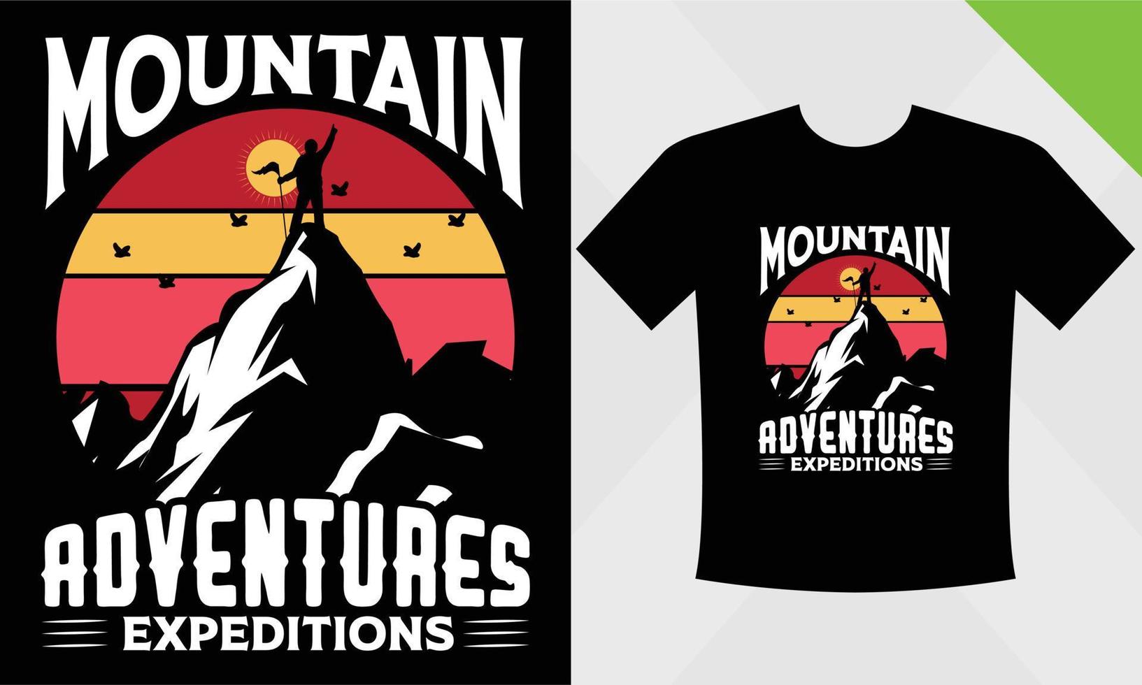 archivo eps de plantilla de diseño de camiseta de montaña para vector de montaña