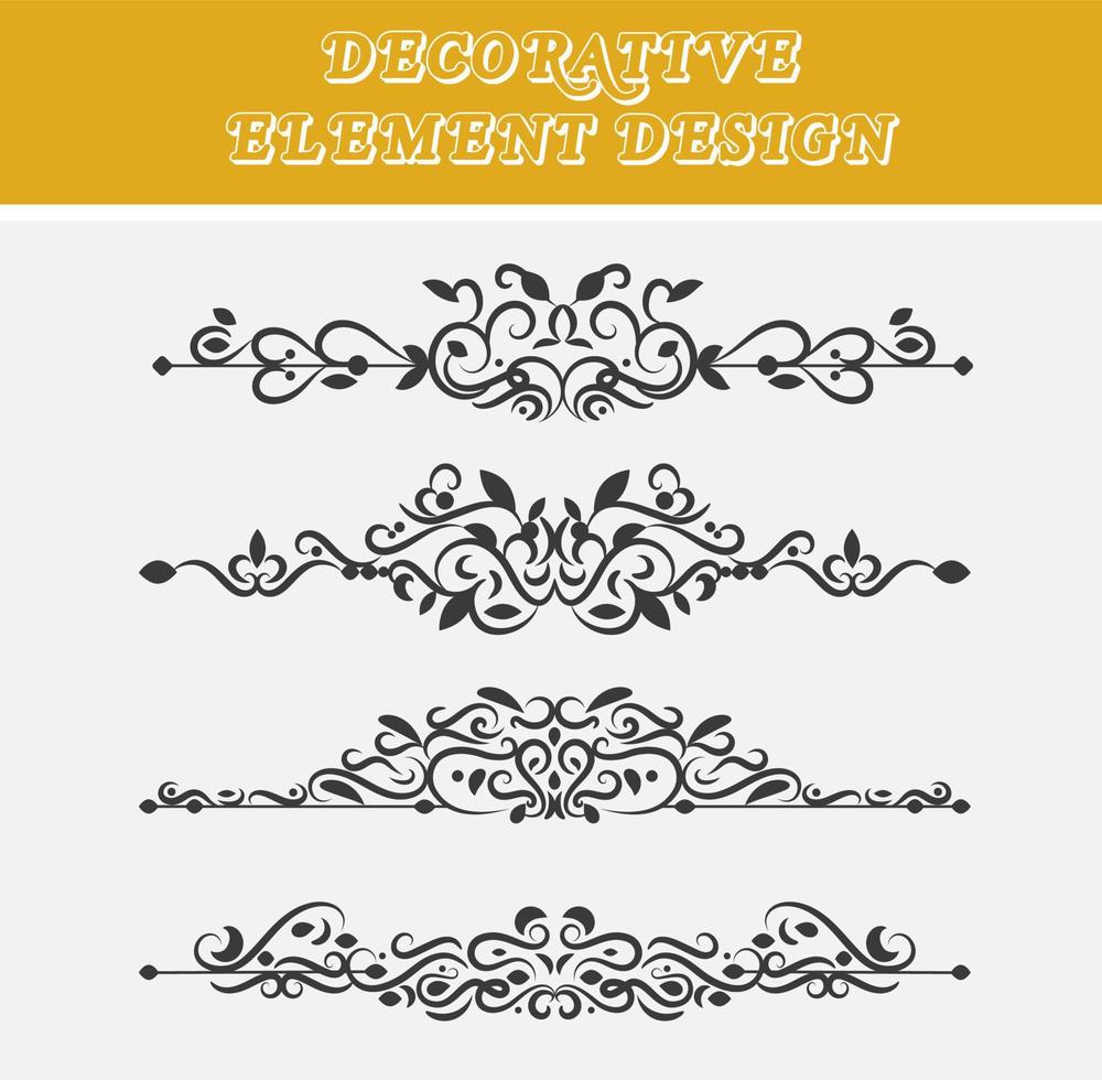 Creative hand drawn decorative divider ornament, vintage swirl, floral element template design set. vector
