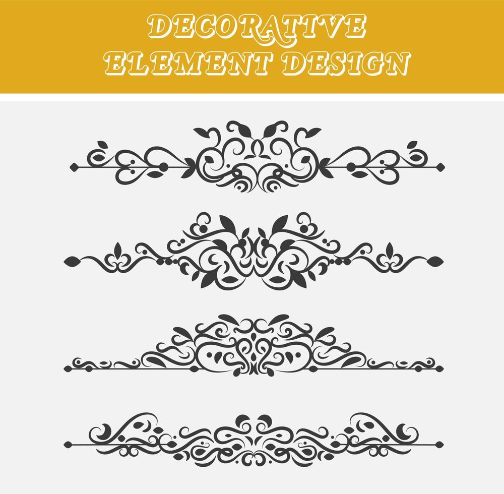 adorno de divisor decorativo dibujado a mano creativa, remolino vintage, conjunto de diseño de plantilla de elemento floral. vector