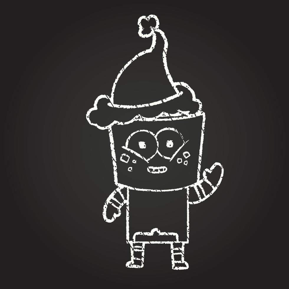 Christmas Robot Chalk Drawing vector