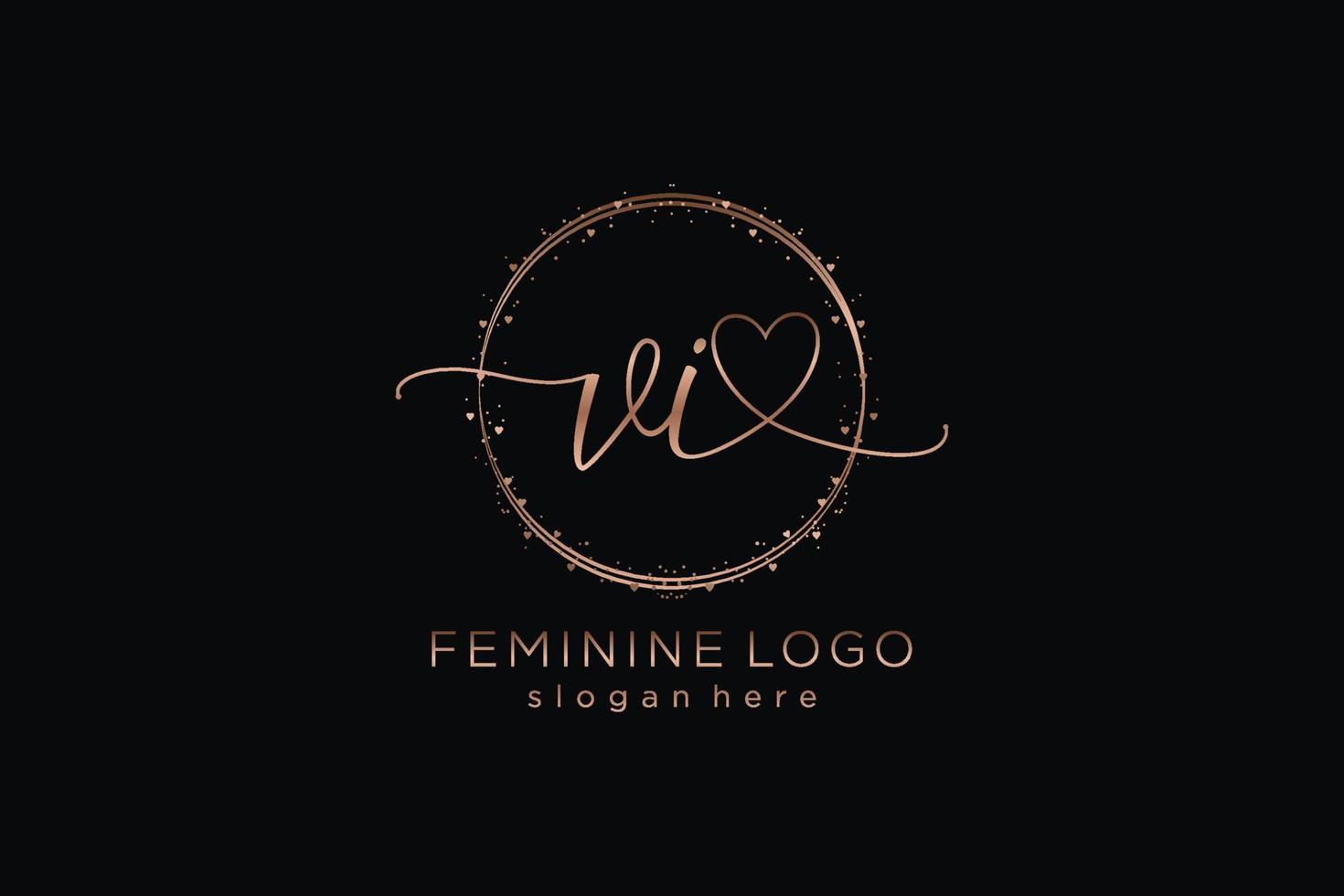 Initial VI handwriting logo with circle template vector logo of initial wedding, fashion, floral and botanical with creative template.