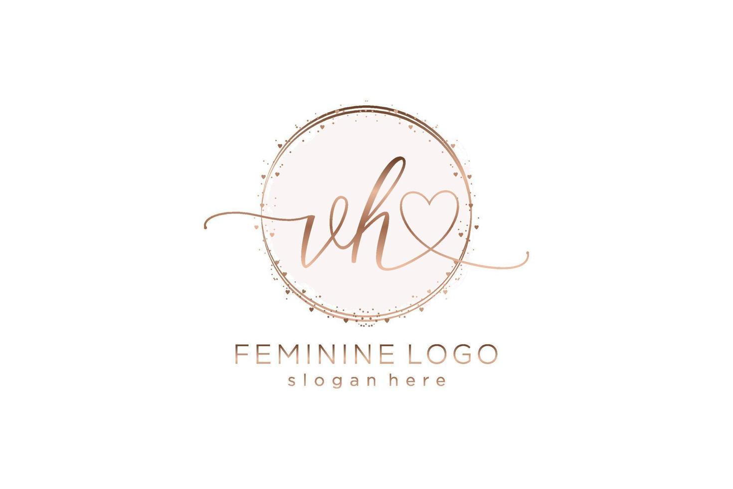 Initial VH handwriting logo with circle template vector logo of initial wedding, fashion, floral and botanical with creative template.