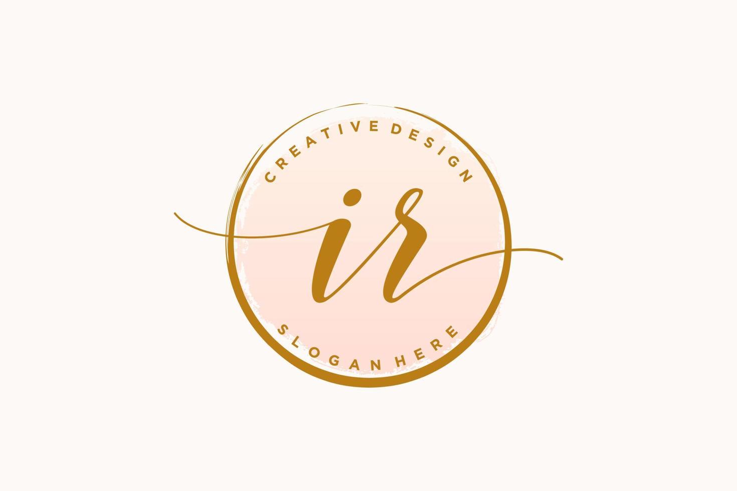 Initial IR handwriting logo with circle template vector signature, wedding, fashion, floral and botanical with creative template.