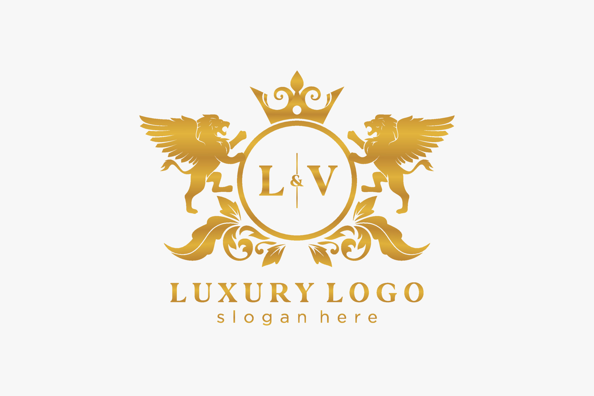 LV Letter Luxurious Brand Logo Template, for Restaurant, Royalty