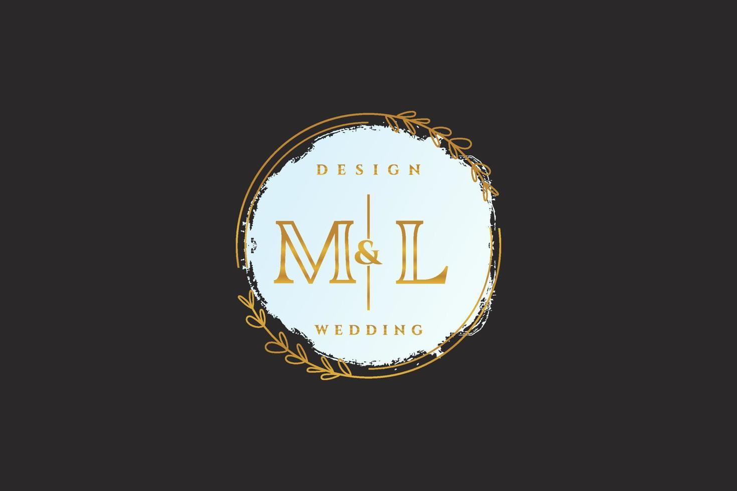 Initial ML beauty monogram and elegant logo design handwriting logo of initial signature, wedding, fashion, floral and botanical with creative template. vector