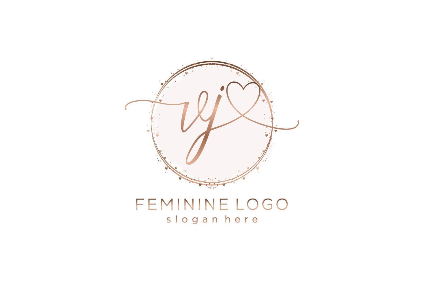 Initial VJ handwriting logo with circle template vector logo of initial wedding, fashion, floral and botanical with creative template.