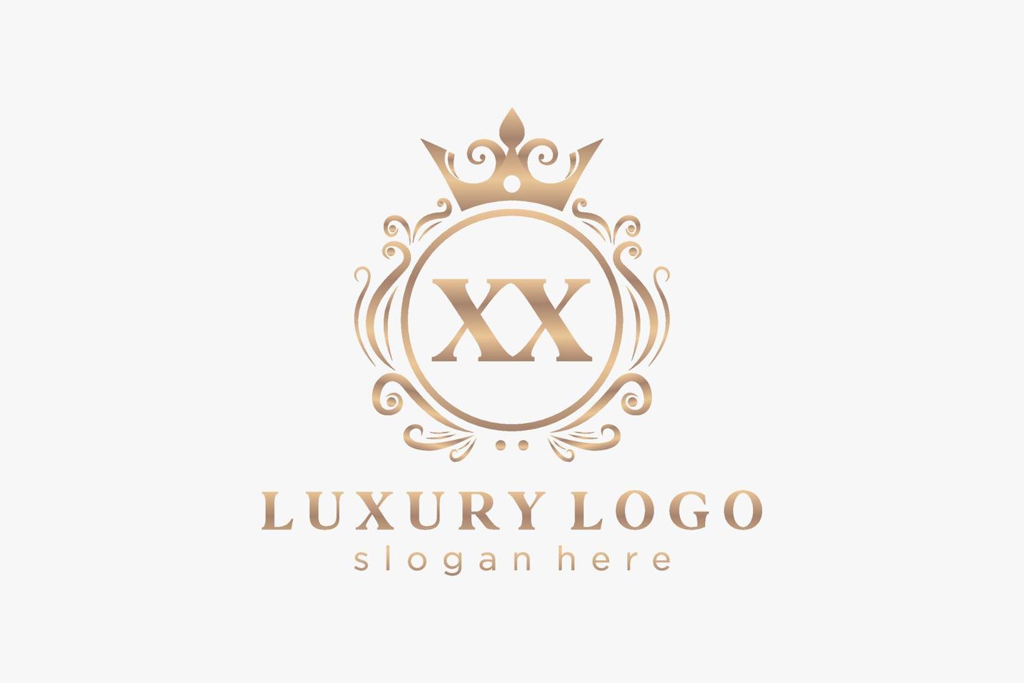 Initial XX Letter Royal Luxury Logo template in vector art for Restaurant, Royalty, Boutique, Cafe, Hotel, Heraldic, Jewelry, Fashion and other vector illustration.