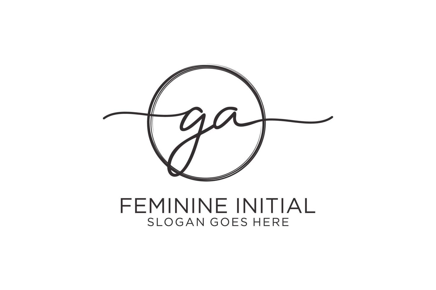 Initial GA handwriting logo with circle template vector logo of initial signature, wedding, fashion, floral and botanical with creative template.