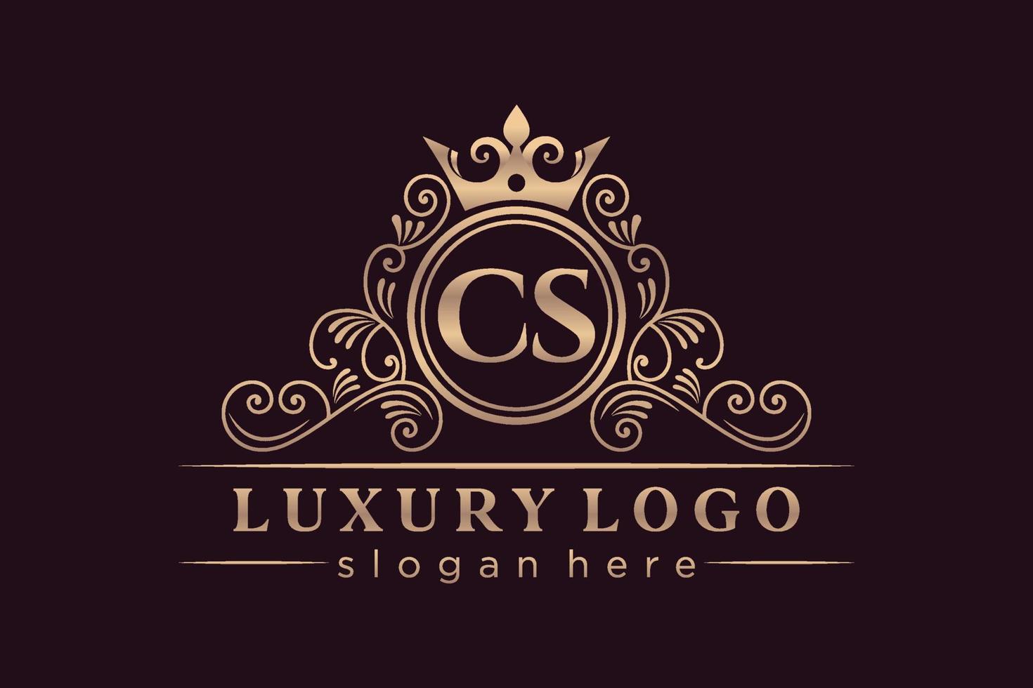 CS Initial Letter Gold calligraphic feminine floral hand drawn heraldic monogram antique vintage style luxury logo design Premium Vector