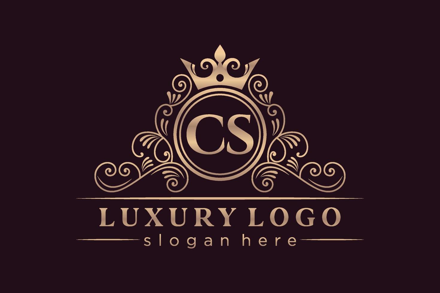 CS Initial Letter Gold calligraphic feminine floral hand drawn heraldic monogram antique vintage style luxury logo design Premium Vector