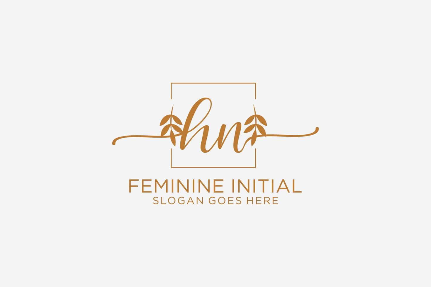 Initial HN beauty monogram and elegant logo design handwriting logo of initial signature, wedding, fashion, floral and botanical with creative template. vector