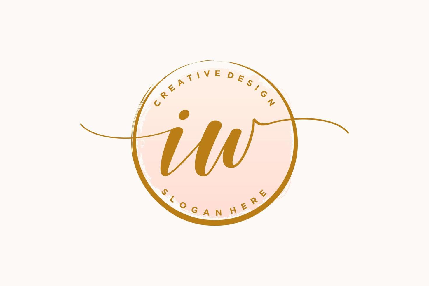 Initial IW handwriting logo with circle template vector signature, wedding, fashion, floral and botanical with creative template.