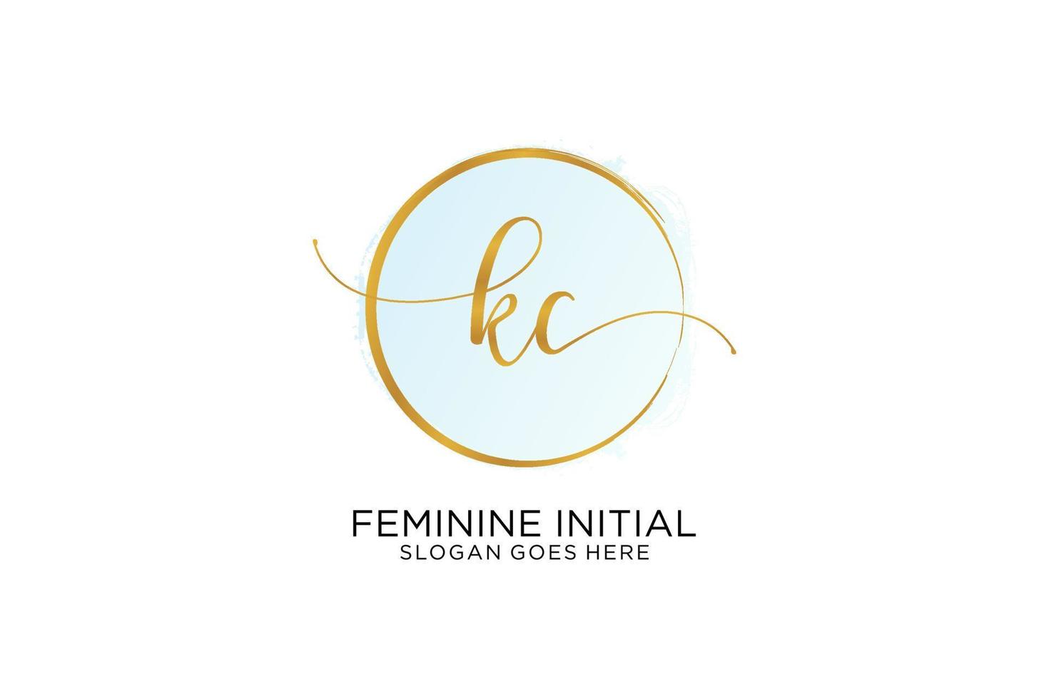 Initial KC handwriting logo with circle template vector signature, wedding, fashion, floral and botanical with creative template.