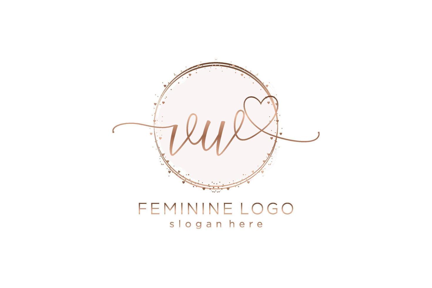 Initial VW handwriting logo with circle template vector logo of initial wedding, fashion, floral and botanical with creative template.