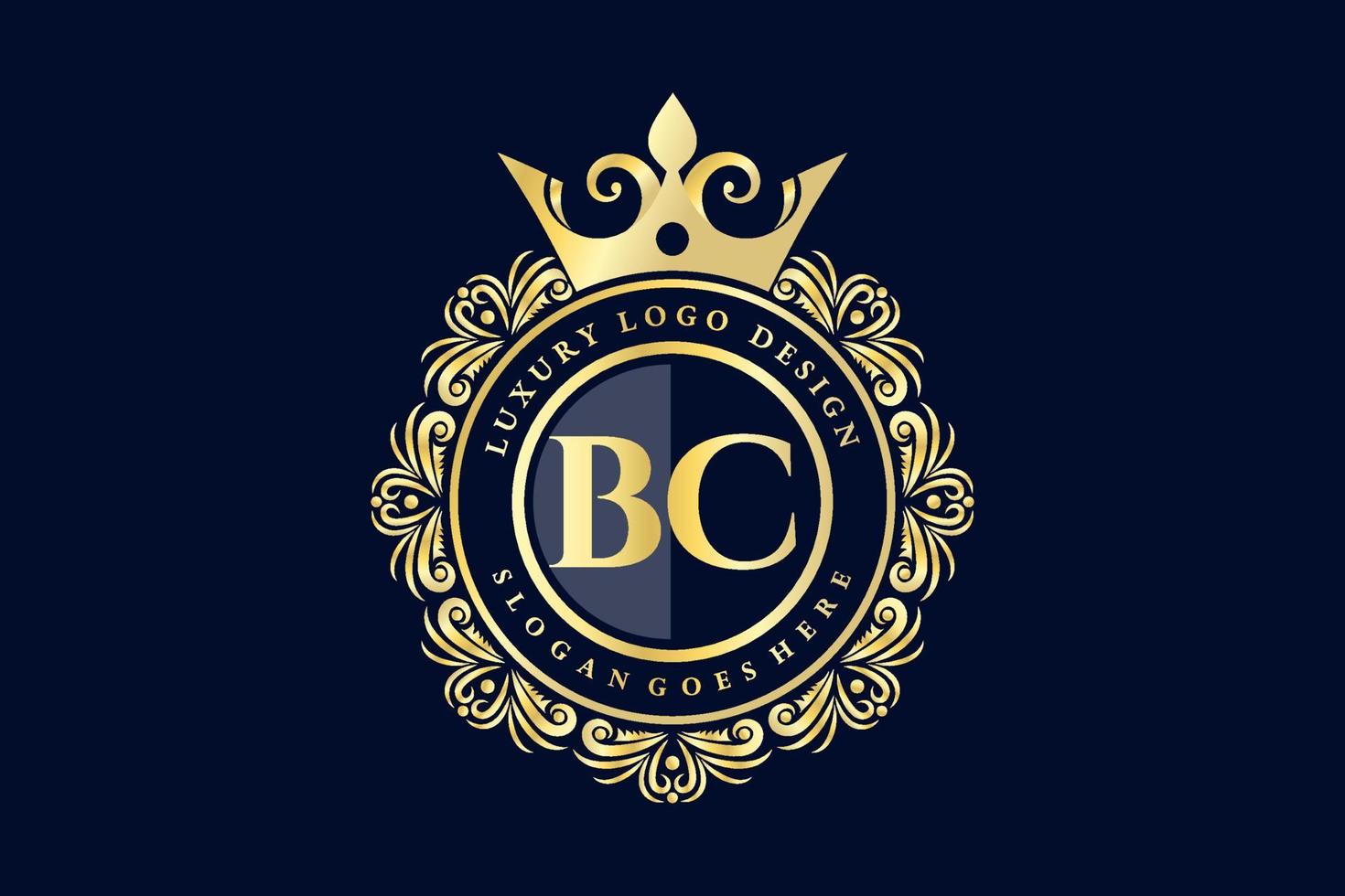 BC Initial Letter Gold calligraphic feminine floral hand drawn heraldic monogram antique vintage style luxury logo design Premium Vector