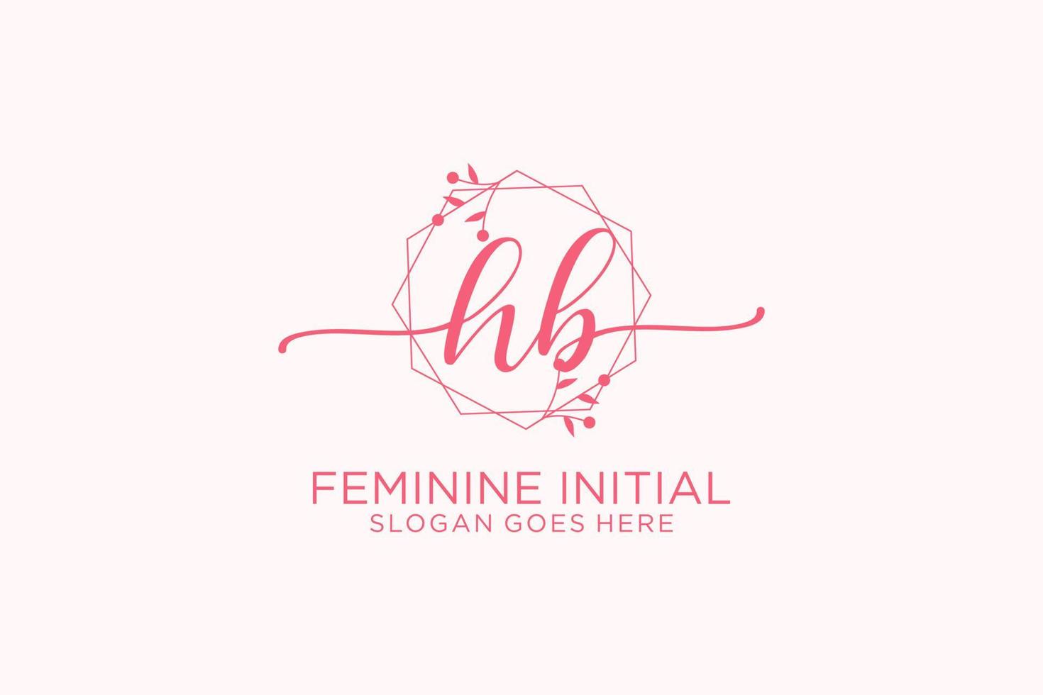 Initial HB beauty monogram and elegant logo design handwriting logo of initial signature, wedding, fashion, floral and botanical with creative template. vector