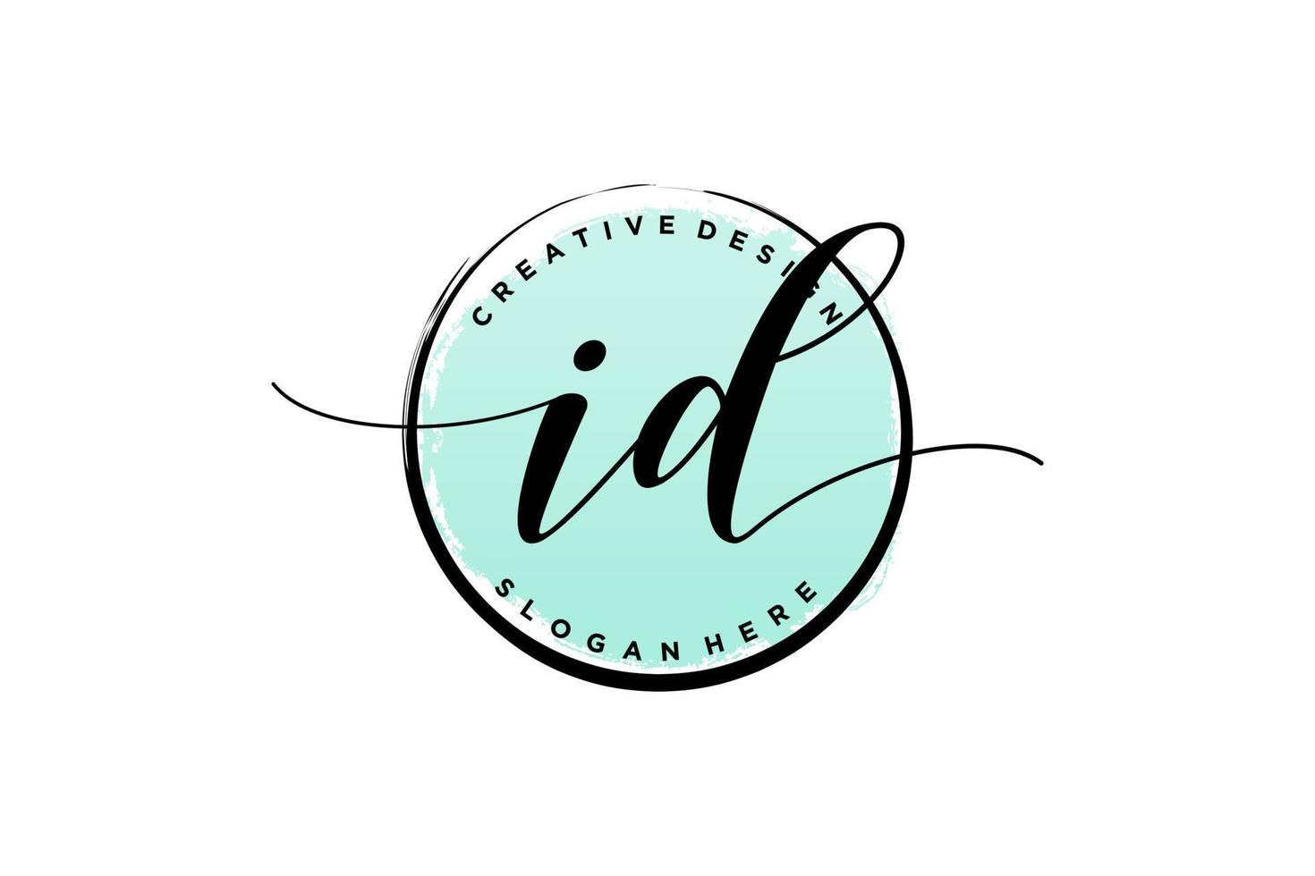 Initial ID handwriting logo with circle template vector signature, wedding, fashion, floral and botanical with creative template.