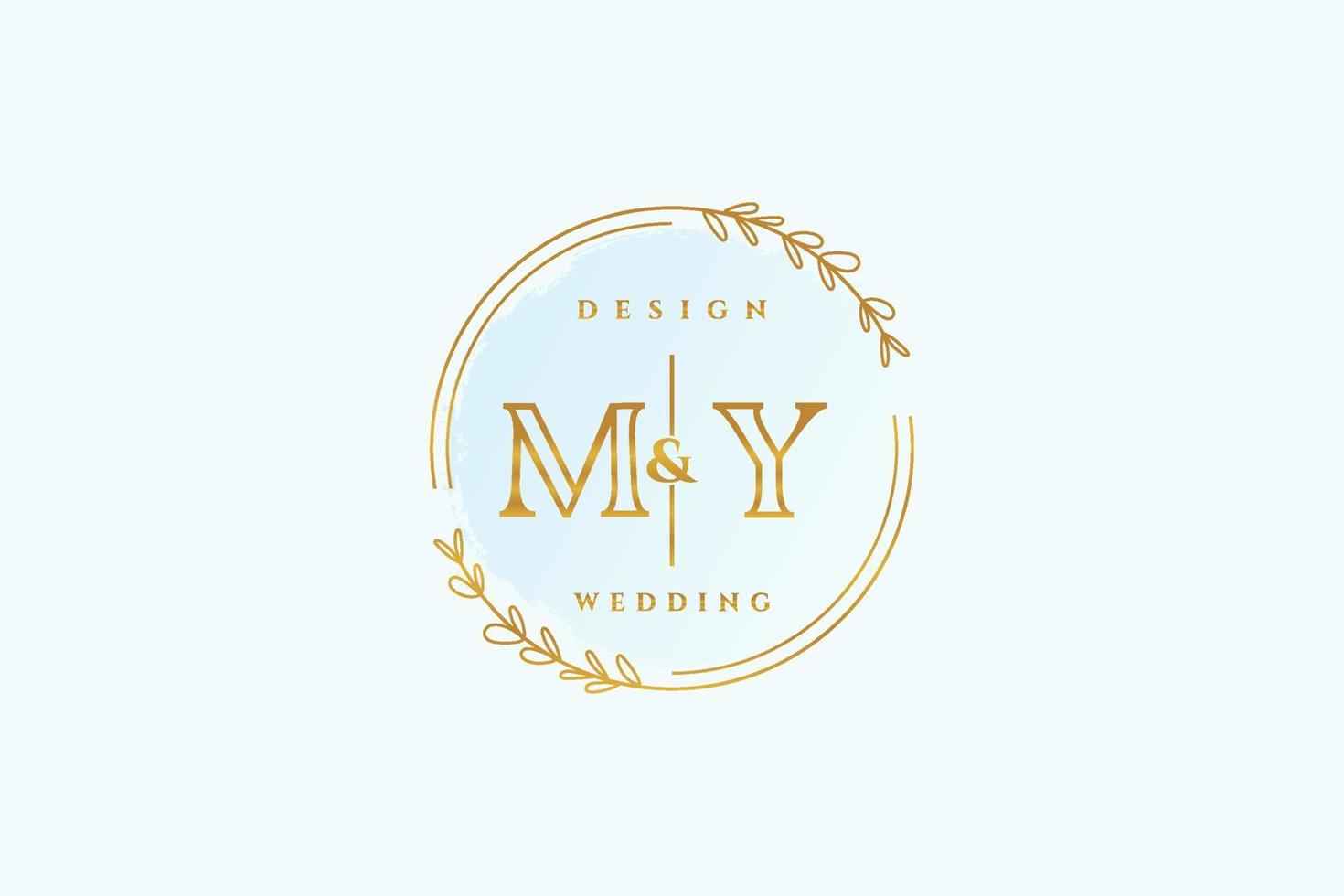 Initial MY beauty monogram and elegant logo design handwriting logo of initial signature, wedding, fashion, floral and botanical with creative template. vector