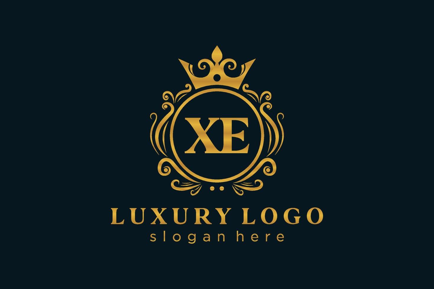 plantilla de logotipo de lujo real de letra xe inicial en arte vectorial para restaurante, realeza, boutique, cafetería, hotel, heráldica, joyería, moda y otras ilustraciones vectoriales. vector