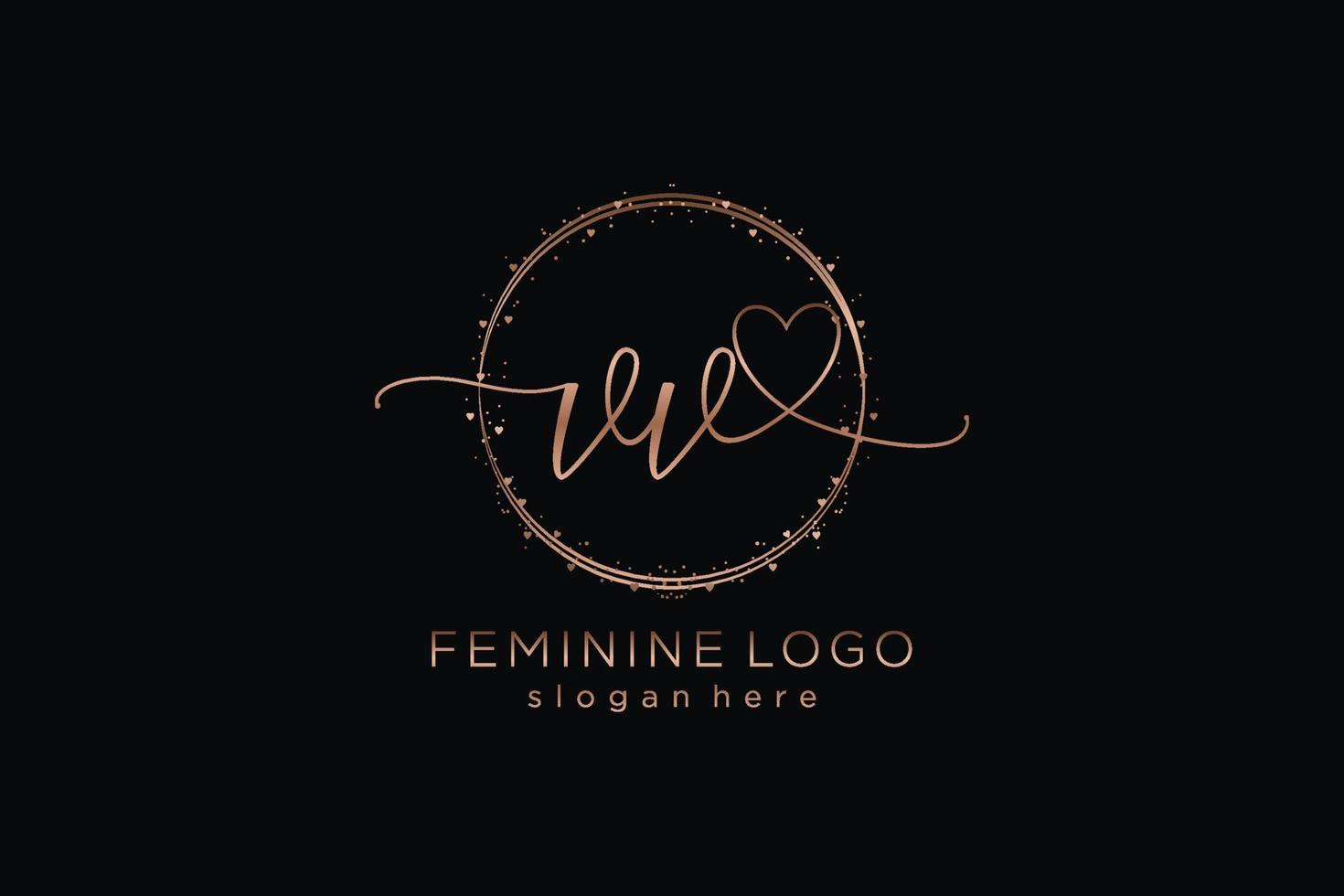 logotipo inicial de escritura a mano vv con plantilla de círculo logotipo vectorial de boda inicial, moda, floral y botánica con plantilla creativa. vector