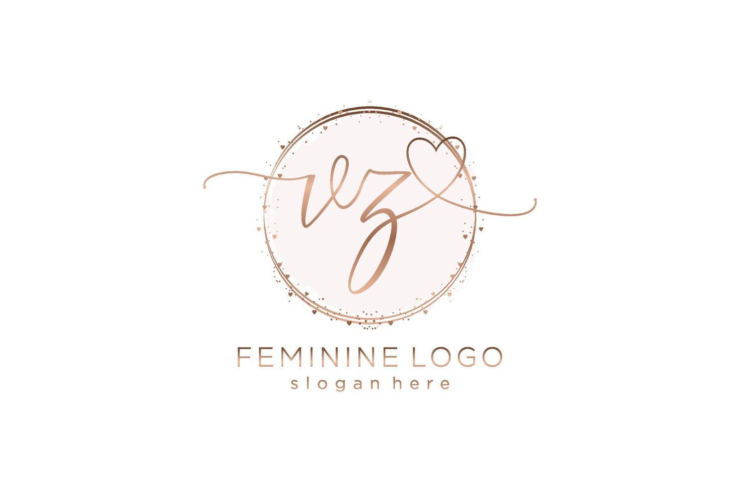 Initial VZ handwriting logo with circle template vector logo of initial wedding, fashion, floral and botanical with creative template.