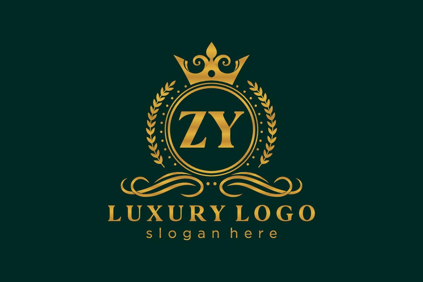 Initial ZY Letter Royal Luxury Logo template in vector art for Restaurant, Royalty, Boutique, Cafe, Hotel, Heraldic, Jewelry, Fashion and other vector illustration.