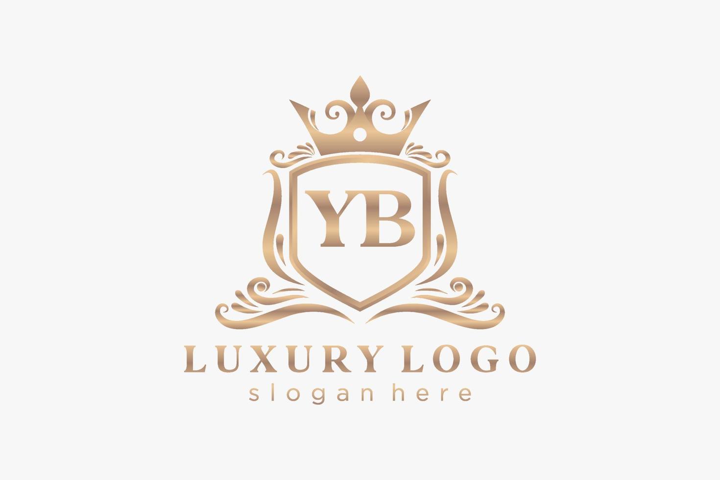 plantilla de logotipo de lujo real de letra yb inicial en arte vectorial para restaurante, realeza, boutique, cafetería, hotel, heráldica, joyería, moda y otras ilustraciones vectoriales. vector