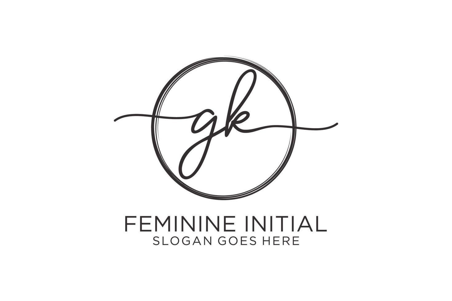 logotipo inicial de escritura gk con plantilla de círculo logotipo vectorial de firma inicial, boda, moda, floral y botánica con plantilla creativa. vector