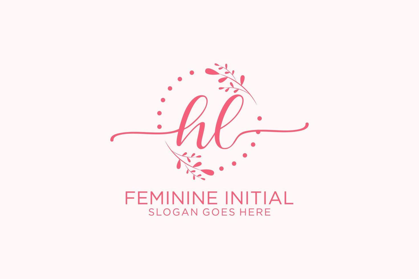 Initial HL beauty monogram and elegant logo design handwriting logo of initial signature, wedding, fashion, floral and botanical with creative template. vector
