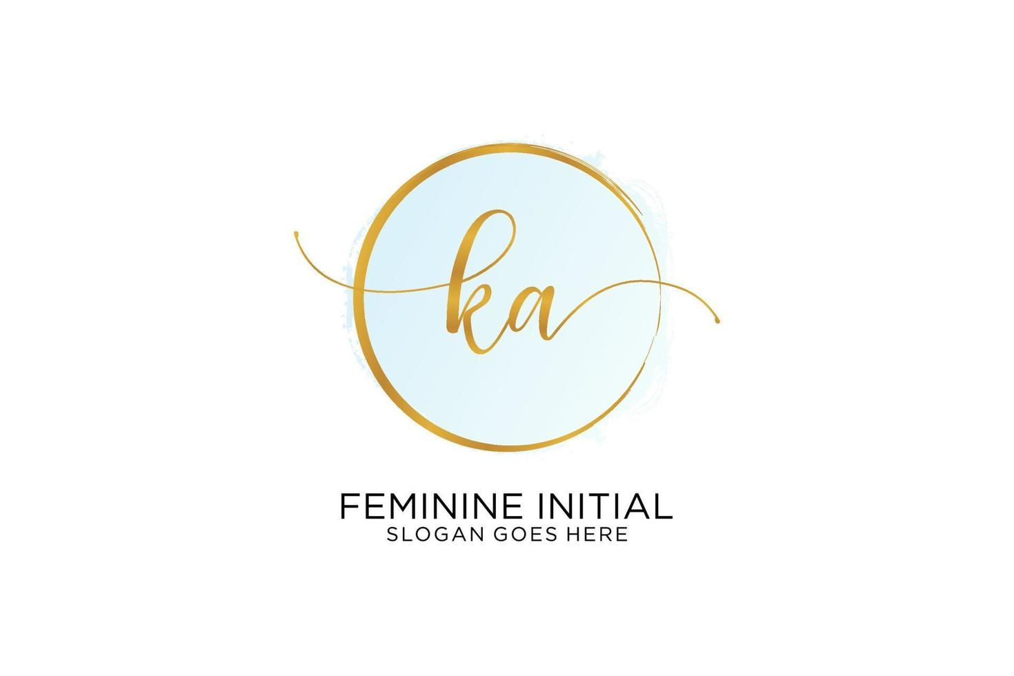 Initial KA handwriting logo with circle template vector signature, wedding, fashion, floral and botanical with creative template.