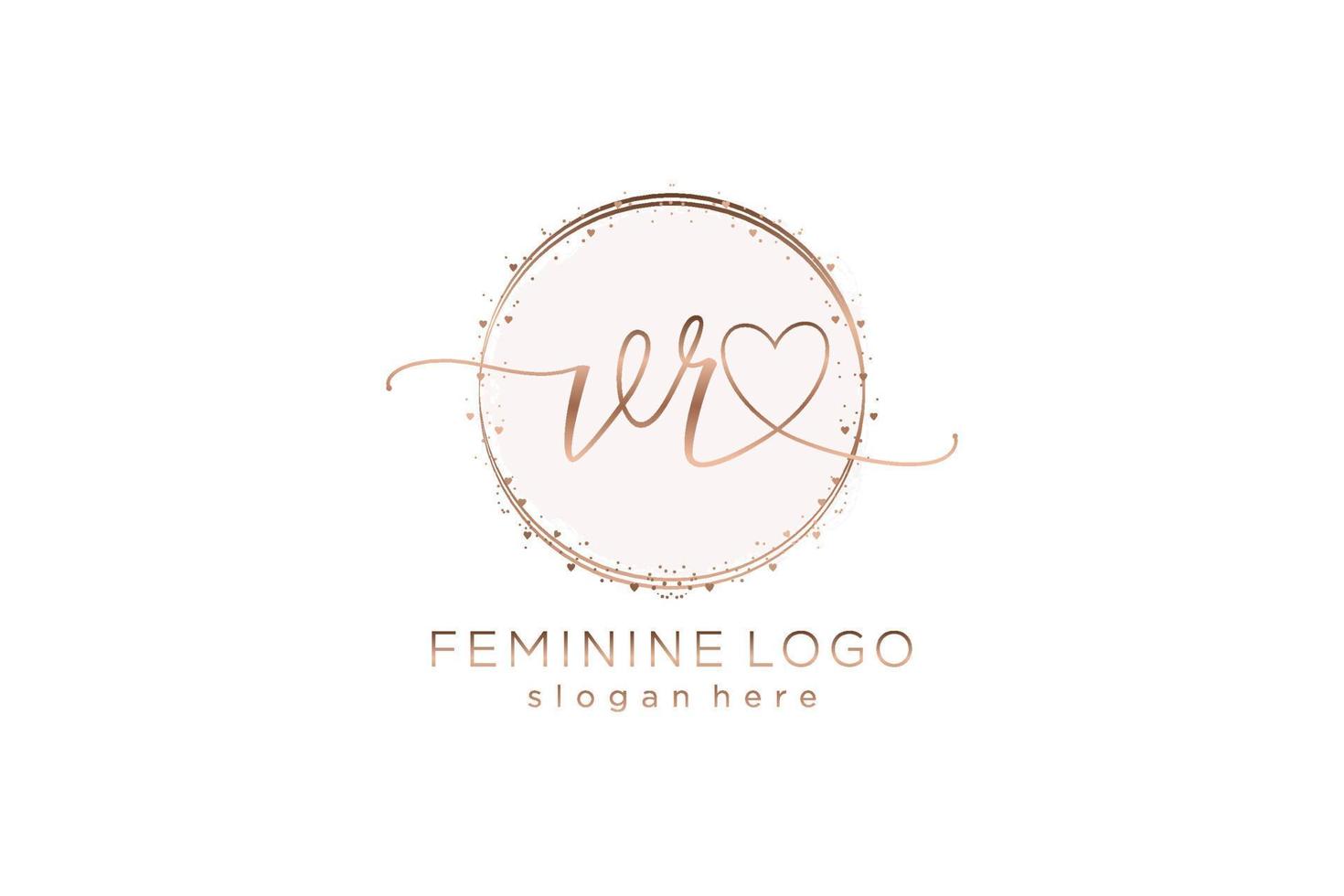 Initial VR handwriting logo with circle template vector logo of initial wedding, fashion, floral and botanical with creative template.