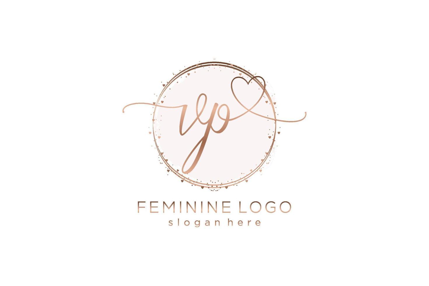 Initial VP handwriting logo with circle template vector logo of initial wedding, fashion, floral and botanical with creative template.