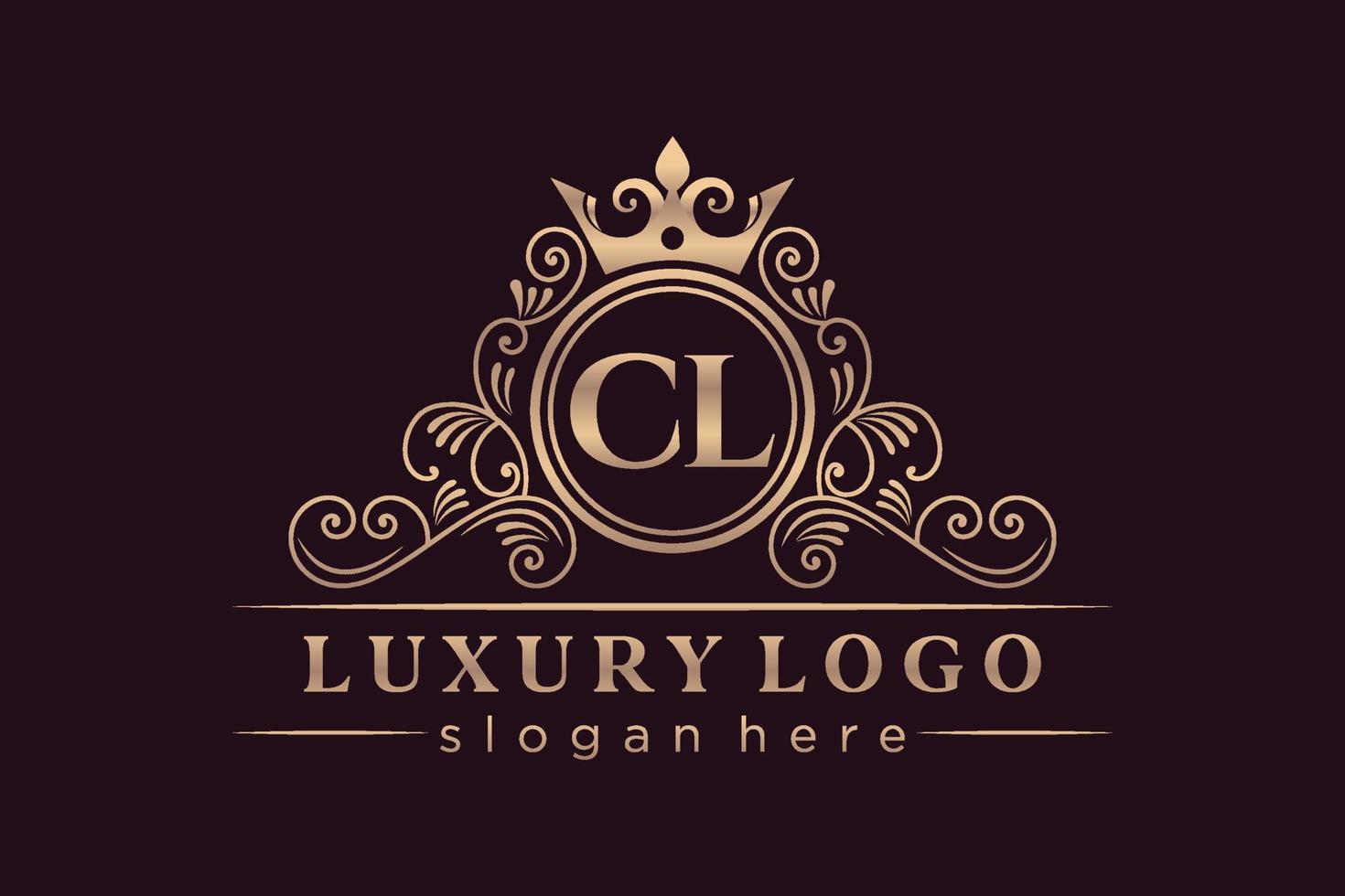 CL Initial Letter Gold calligraphic feminine floral hand drawn heraldic monogram antique vintage style luxury logo design Premium Vector