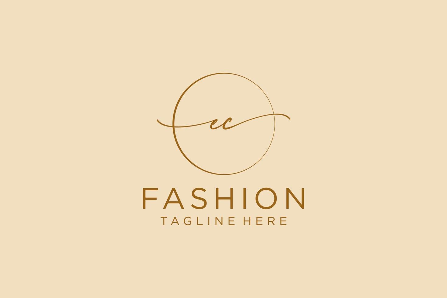 initial EC Feminine logo beauty monogram and elegant logo design, handwriting logo of initial signature, wedding, fashion, floral and botanical with creative template. vector