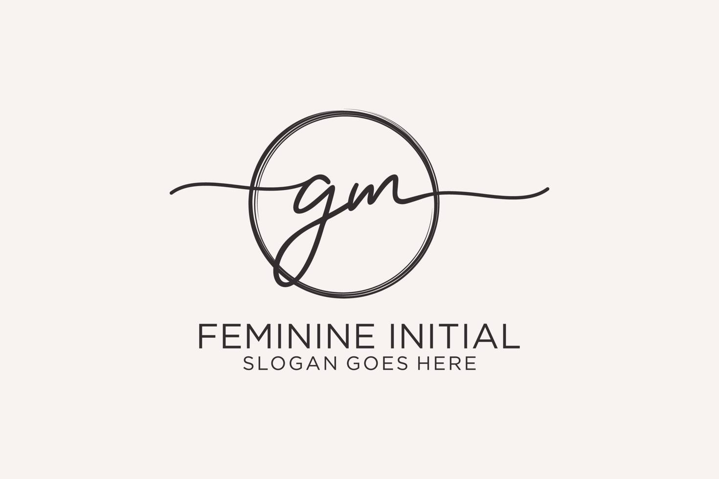 Initial GM handwriting logo with circle template vector logo of initial signature, wedding, fashion, floral and botanical with creative template.