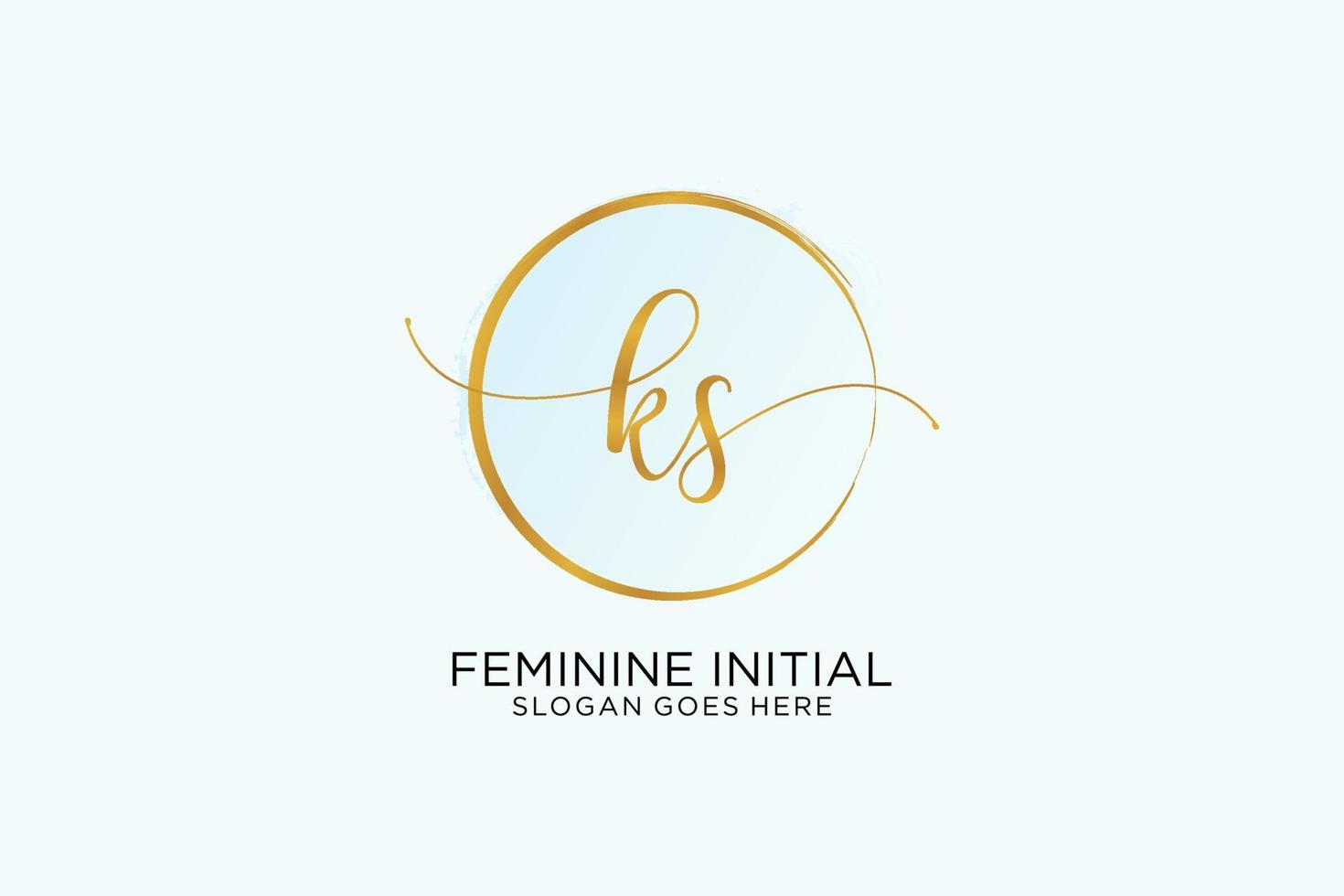 Initial KS handwriting logo with circle template vector signature, wedding, fashion, floral and botanical with creative template.