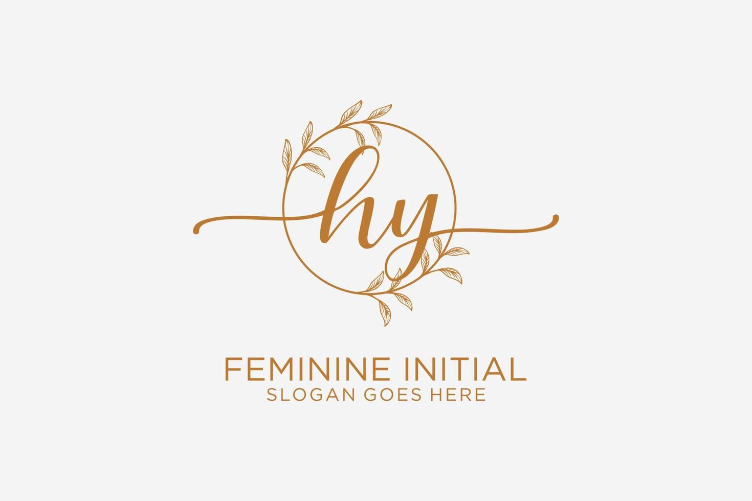 Initial HY beauty monogram and elegant logo design handwriting logo of initial signature, wedding, fashion, floral and botanical with creative template. vector