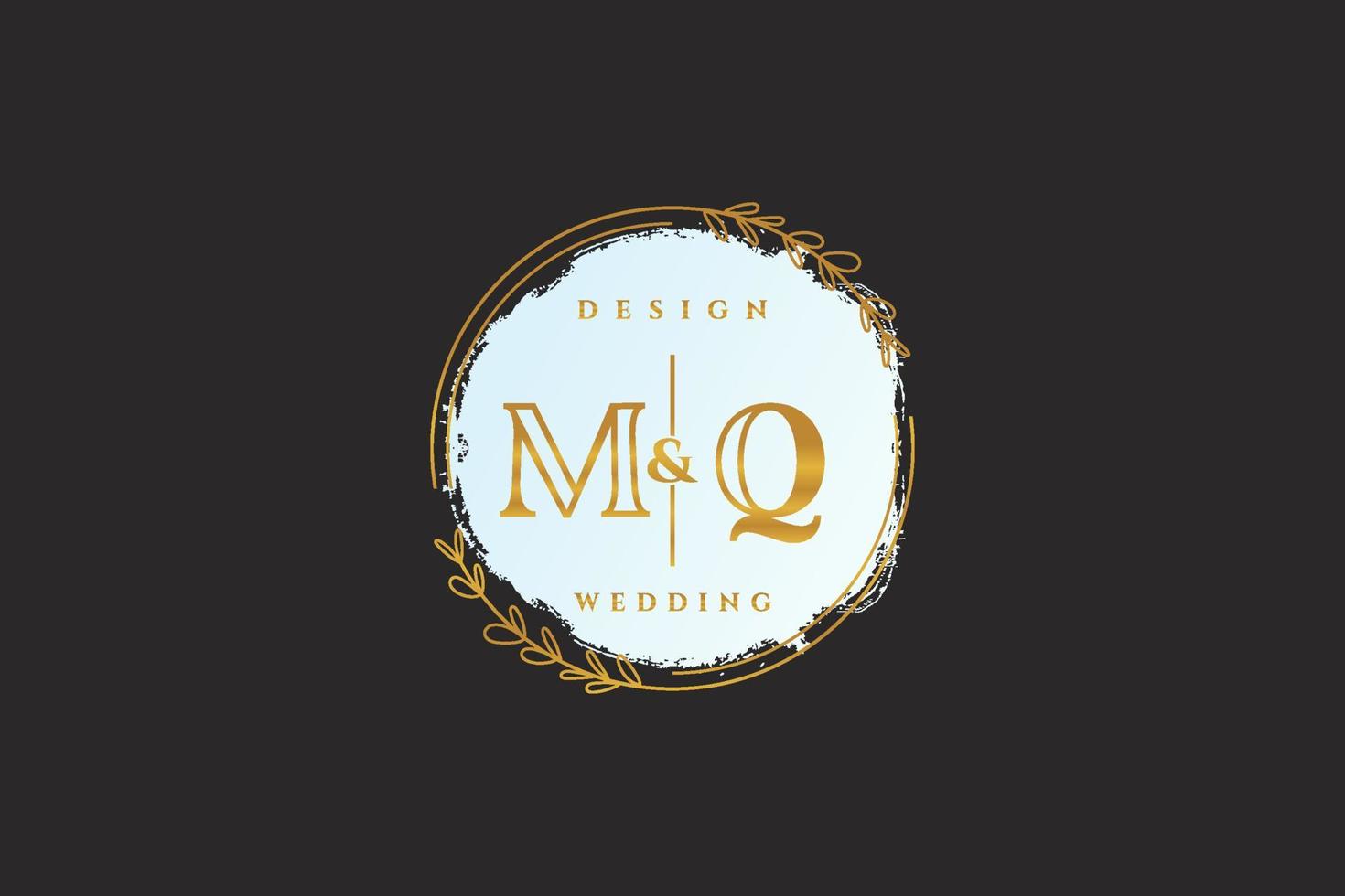 Initial MQ beauty monogram and elegant logo design handwriting logo of initial signature, wedding, fashion, floral and botanical with creative template. vector