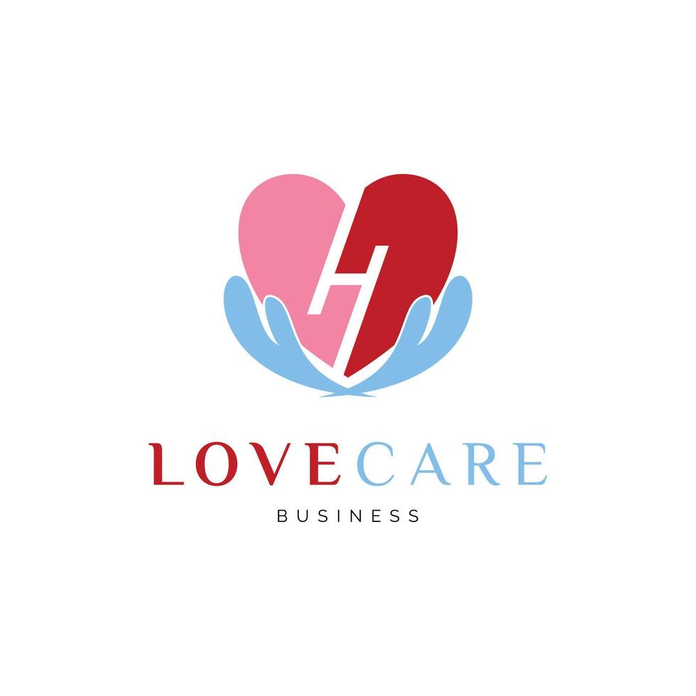 Initial Letter H Love Care Icon Logo Design Template vector