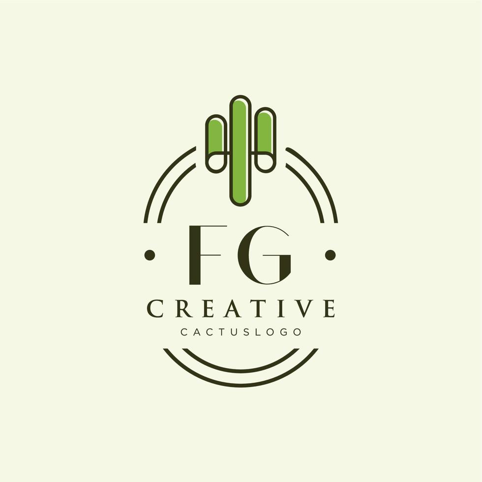 fg letra inicial vector de logotipo de cactus verde