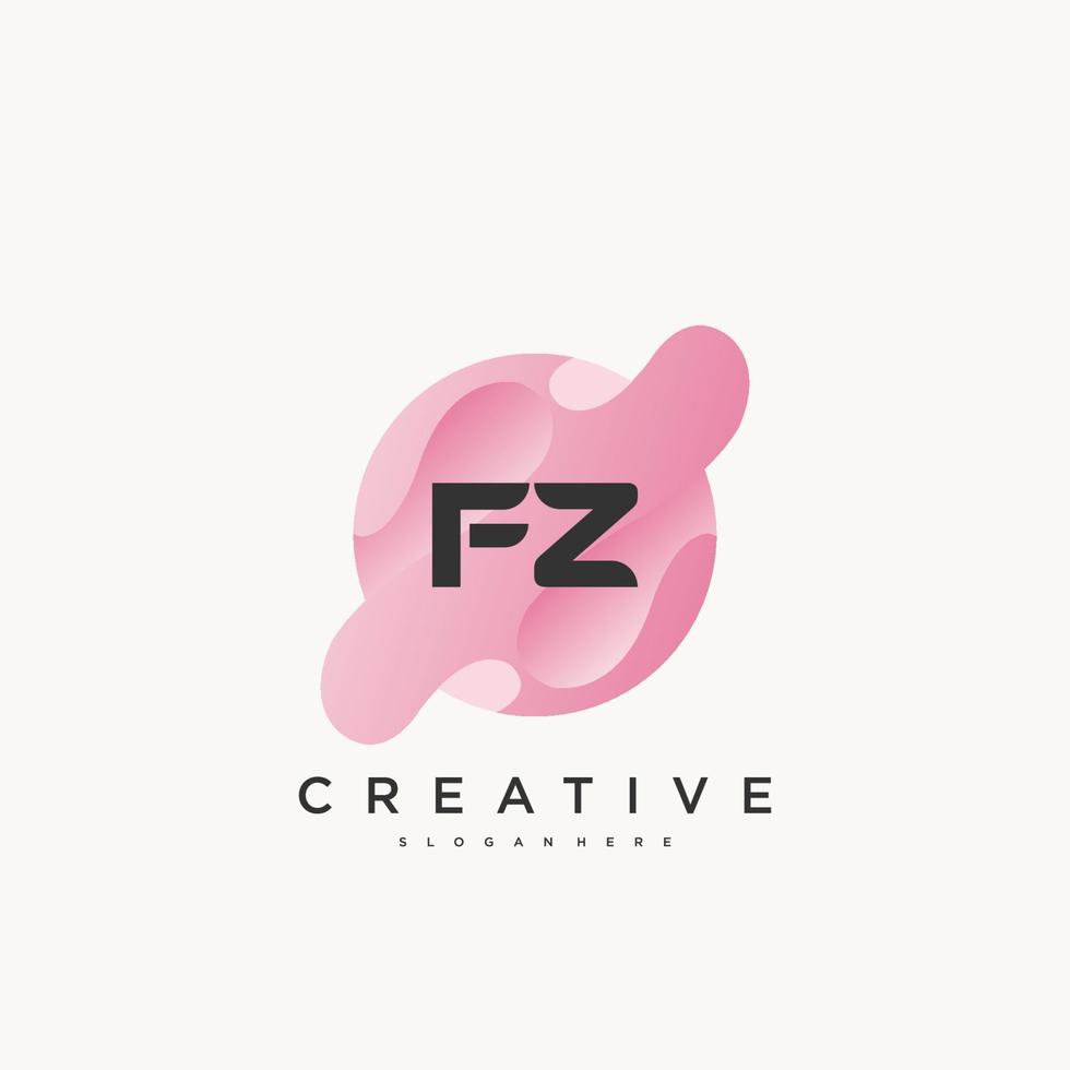 FZ Initial Letter logo icon design template elements with wave colorful vector