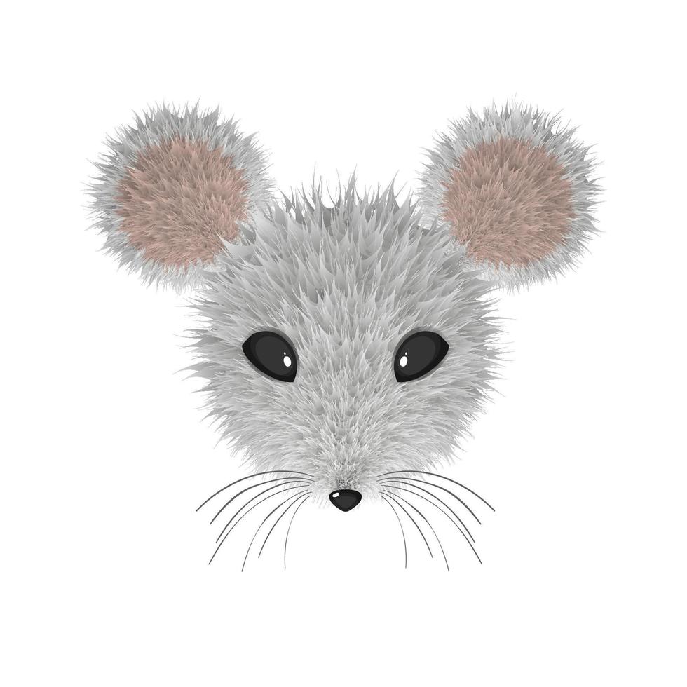 Realistic Mouse Head. Fur Effect vector