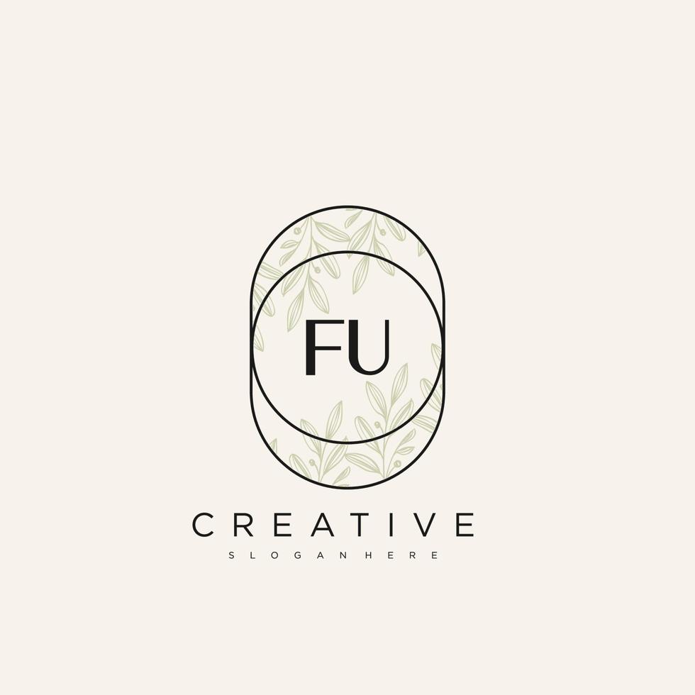 FU Initial Letter Flower Logo Template Vector premium vector art