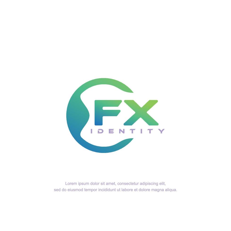 FX Initial letter circular line logo template vector with gradient color blend